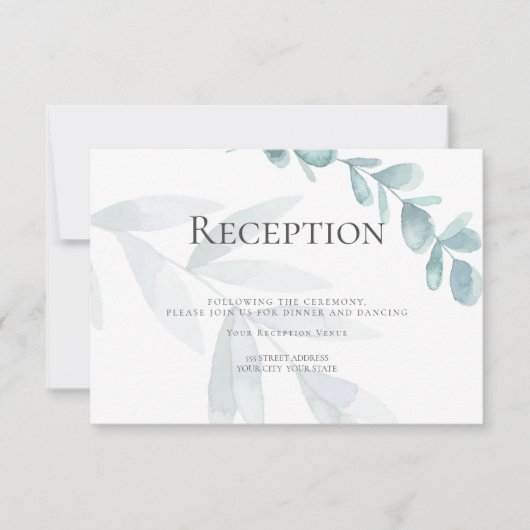 Invitation RÉCEPTION | Eucalyptus bleu-dusté (Devant)