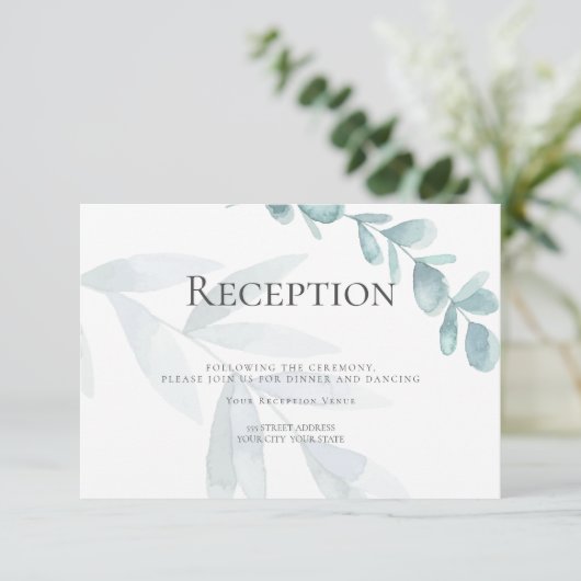 Invitation RÉCEPTION | Eucalyptus bleu-dusté (Debout devant)