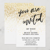 Invitation Réception festive avec confettis dorés Vous êtes i (Devant / Derrière)