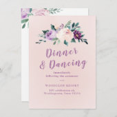 Invitation Réception fleurie botanique violet (Devant / Derrière)