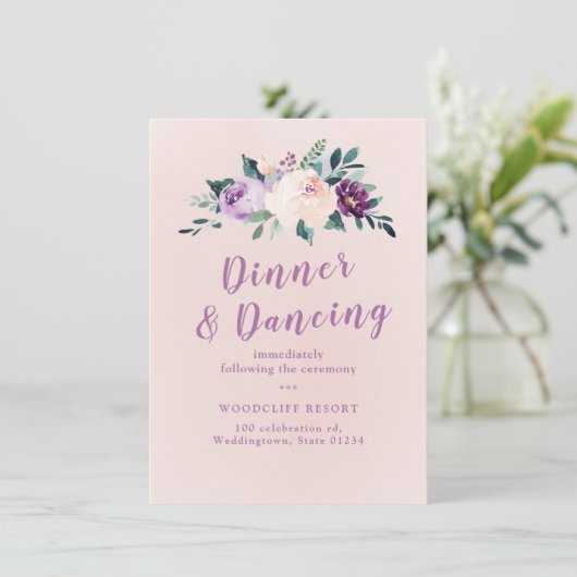 Invitation Réception fleurie botanique violet (Debout devant)