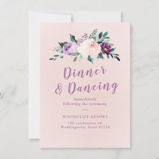 Invitation Réception fleurie botanique violet (Devant)