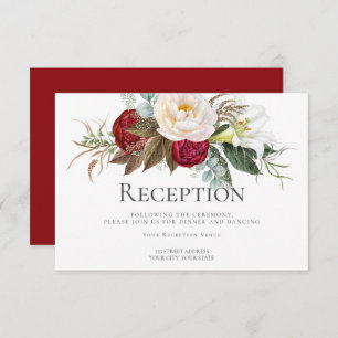 Invitation Réception Fleurs de pivoine rouge ivoire Crimson