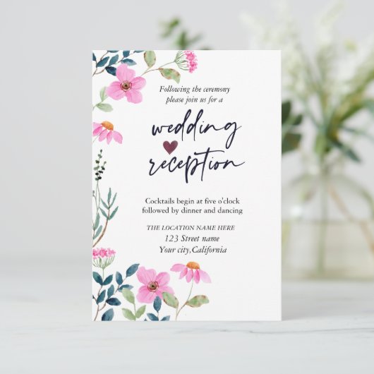 Invitation Réception Fleurs Roses Du Jardin (Debout devant)