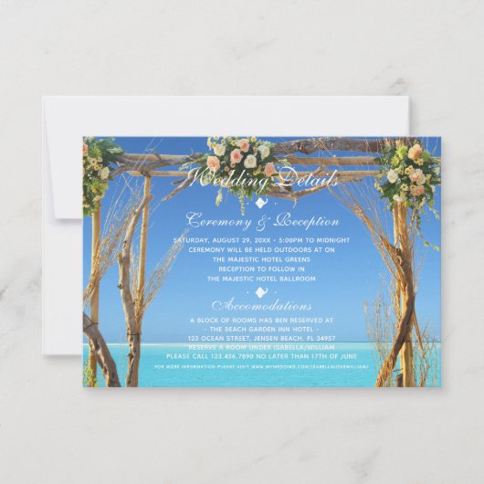 Invitation Réception Floral Summer Beach Wedding Gate (Devant)