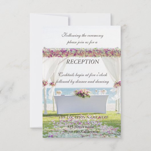 Invitation Réception Florale de Mariage sur la Plage (Devant)