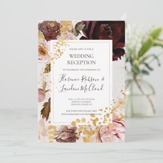 Invitation Réception Florale Flush Moderne (Debout devant)
