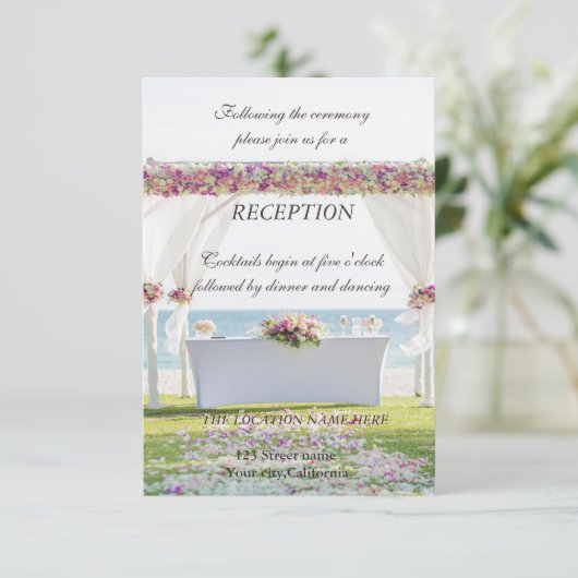 Invitation Réception Florale Mariage Plage (Debout devant)