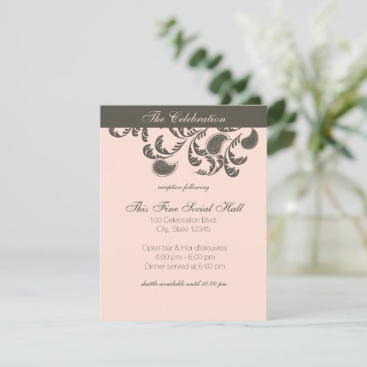 Invitation Réception florale Paisley (Debout devant)