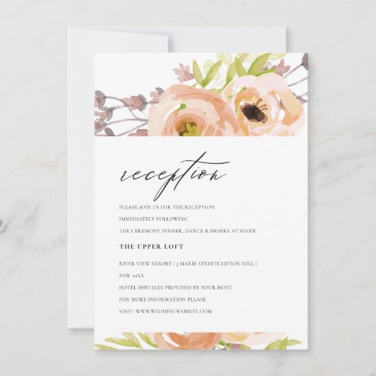 INVITATION RÉCEPTION FLORALE ROMANTIQUE ROMANTIQUE BLUSH ROSE (Devant)