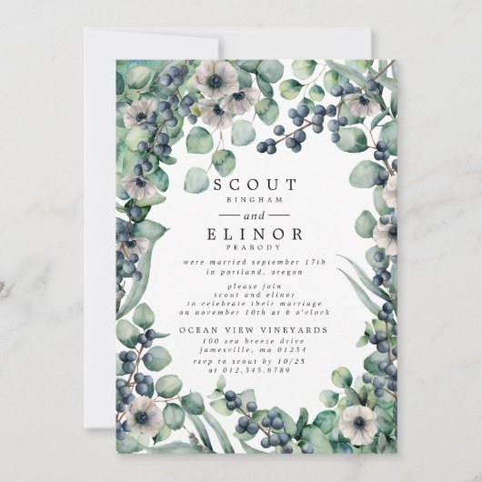 Invitation Réception Florale Rustique Blanche (Devant)