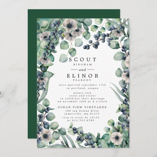 Invitation Réception Florale Rustique Blanche (Devant / Derrière)