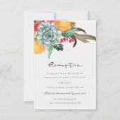 INVITATION RÉCEPTION FLORALE SUCCULTE ANTLER BOHEMIAN ALLURE (Devant)