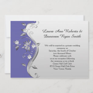 Invitation Réception florale violette et argentée uniquement