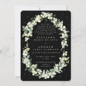 Invitation Réception Formelle Black Snowberry+Eucalyptus Seul (Devant)