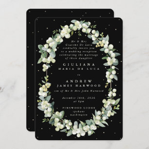 Invitation Réception Formelle Black Snowberry+Eucalyptus Seul