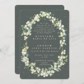 Invitation Réception Formelle Verte Snowberry+Eucalyptus Seul (Devant / Derrière)