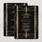Invitation Réception Glam Gold 1920 Great Gatsby 1920 (Devant / Derrière)