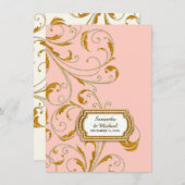 Invitation Réception Glam Old Hollywood Regency Cravate noire (Devant / Derrière)