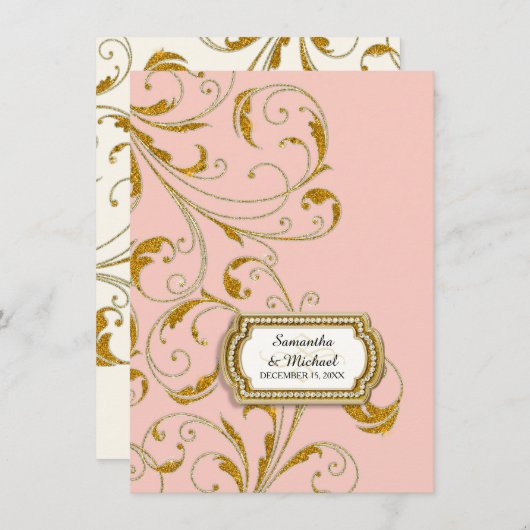 Invitation Réception Glam Old Hollywood Regency Cravate noire (Devant / Derrière)