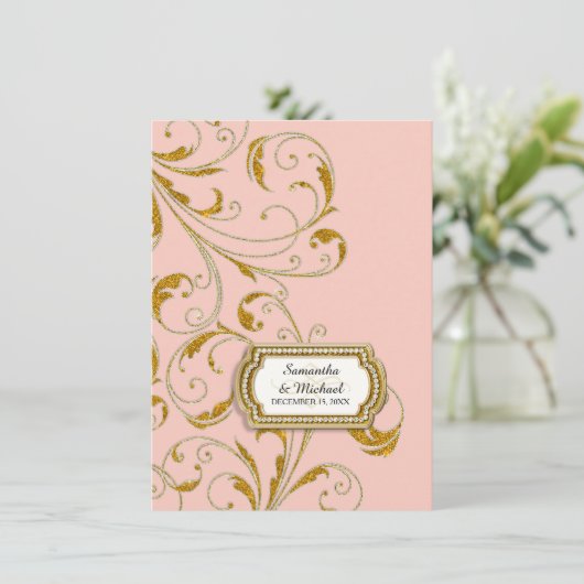 Invitation Réception Glam Old Hollywood Regency Cravate noire (Debout devant)