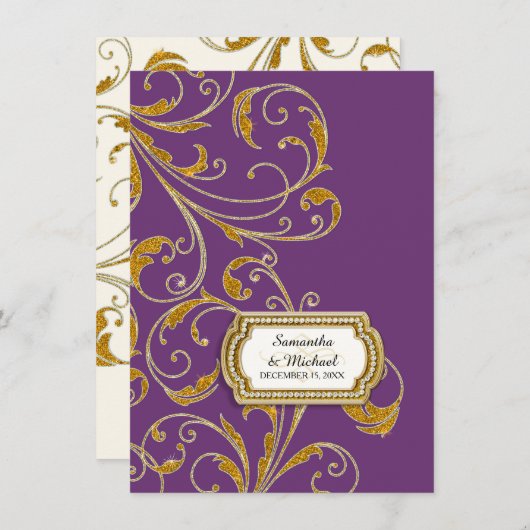 Invitation Réception Glam Old Hollywood Regency Cravate noire (Devant / Derrière)