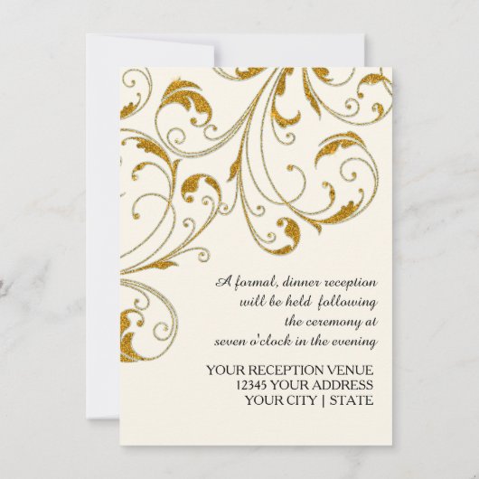 Invitation Réception Glam Old Hollywood Regency Cravate noire (Dos)