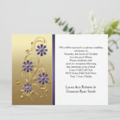 Invitation Réception Gold avec fleurs violettes uniquement (Debout devant)