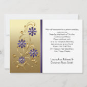 Invitation Réception Gold avec fleurs violettes uniquement (Devant)