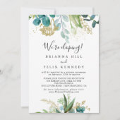 Invitation Réception Gold Floral Tropical Green Elopement (Devant)