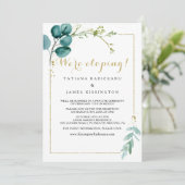 Invitation Réception Gold & Green Eucalyptus Eloptus (Debout devant)