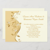 Invitation Réception Gold pâle et Fleurs Or Orné uniquement (Devant / Derrière)