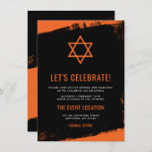 Invitation Réception Grunange Black Bar Mitzvah (Devant / Derrière)