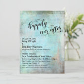 Invitation Réception Grunge Aqua Pour Toujours (Debout devant)