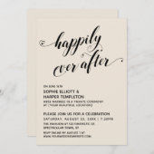 Invitation Réception Happily Ever After Hearts Script Cream (Devant / Derrière)