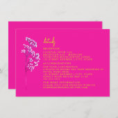 Invitation Réception Hébergement Mariage Rose Chaud (Devant / Derrière)