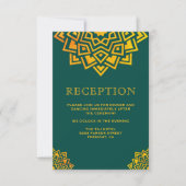 Invitation Réception indienne Turquoise moderne Gold Mandala (Devant)