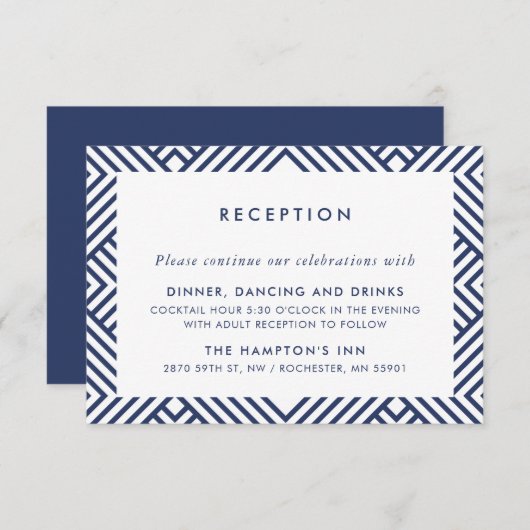 Invitation RÉCEPTION INSERT simple moderne geo marine motif (Devant / Derrière)