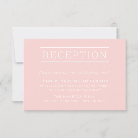 Invitation RÉCEPTION INSERTION simple moderne type rose vif (Devant)