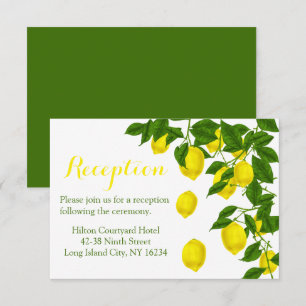 Invitation Réception Jaune Aquarelle Citrons Mariage Vert