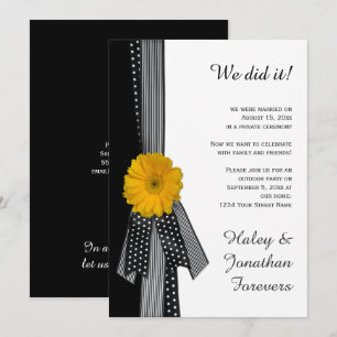 Invitation Réception Jaune Noir Blanc Seulement