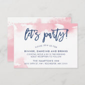 Invitation RÉCEPTION jolies lettres manuscrites aquarelle ros (Devant / Derrière)