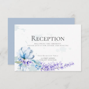 Invitation RÉCEPTION   Lavande d'aquarelle -bleu-poussiéreux 