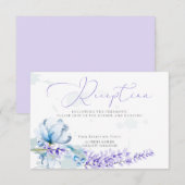 Invitation RÉCEPTION | Lavande d'aquarelle -bleu-poussiéreux  (Devant / Derrière)