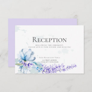 Invitation RÉCEPTION   Lavande d'aquarelle -bleu-poussiéreux 