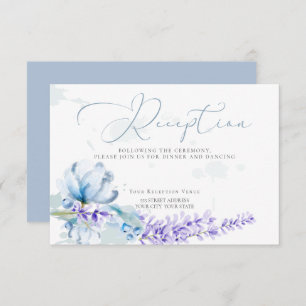 Invitation RÉCEPTION   Lavande d'aquarelle -bleu-poussiéreux 