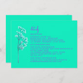 Invitation Réception Logement Neon Blue Détails Mariage (Devant / Derrière)