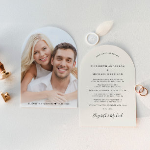 Invitation Réception Mariage à la crème Chic Arch