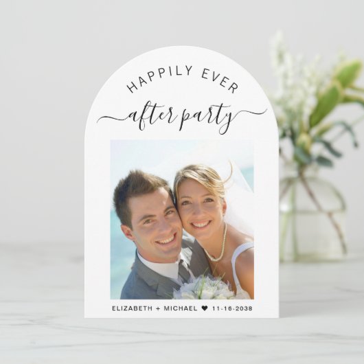 Invitation Réception Mariage Arche Photo Chic (Debout devant)