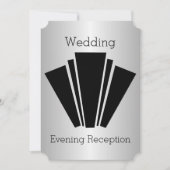 Invitation Réception Mariage Art Déco Noir Et Blanc Argent (Devant)